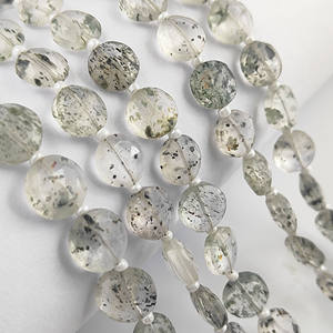 Cuentas Facetadas en Forma de Moneda con Punto Verde de 8-9 mm, 20-22 Cuentas en un Hilo de 8 Pulgadas, para Fabricación de Joyería Artesanal, Cuentas Redondas con Punto Verde - Product Image 1