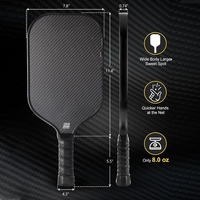 Raquette de pickleball MST thermoformée monobloc, approuvée USAPA, en fibre de carbone brute 3K, noyau alvéolé de 16 mm, surface à haute adhérence pour le spin, personnalisable