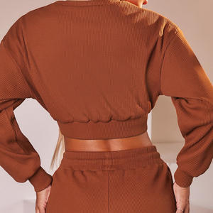 Jersey recortado de algodón 100% de talla grande personalizado para mujer, de manga larga Sudadera con capucha, ropa informal transpirable de otoño lavada - Product Image 2