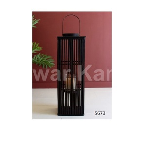 Unique Style <b>Tall</b> Brown Rectangle Bamboo <b>Lantern</b> with Glass for Home Hotel Wedding Party Decoration Item - Product Image 1