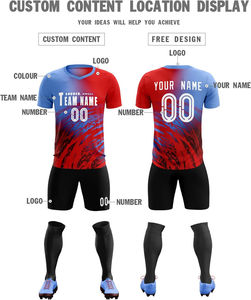 ชุดฟุตบอลแบบซับลิเมชั่นสั่งทำพิเศษ เนื้อผ้าโพลีเอสเตอร์ระบายอากาศ เสื้อเจอร์ซีย์และกางเกงขาสั้น ชุดกีฬาทีม OEM - Product Image 5