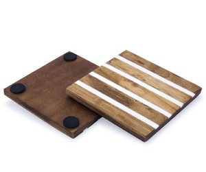 Loon Peak Holder Wood en Brown Beige Wood Coasters pourrait convenir à des titres longs pour le produit montré Ces titres - Product Image 3
