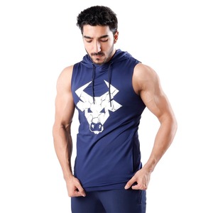 100% algodón para hombre gimnasio Fitness transpirable camiseta sin mangas de punto verano camiseta personalizada impresa diseño con capucha en Stock - Product Image 4