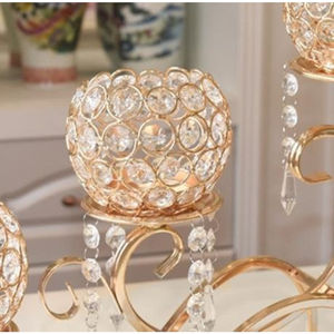 Grand bougeoir en cristal avec support de T-Light en perles dorées et support Vendeur populaire à prix compétitif pour une décoration élégante - Product Image 6