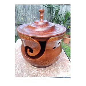 Organizador de hilo de madera multicolor de diseño superior, tazón de hilo de mesa decorativo de forma redonda grande, tazón de hilo artesanal de artesanos indios - Product Image 4