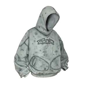 Sudadera con Capucha Extra Grande de Estilo Urbano para Fabricantes de Ropa, Hecha a Mano con Efecto Lavado y Logotipo 3D, Estilo Grunge Unisex de Moda - Product Image 3