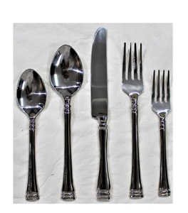 Juego de cubiertos de acero inoxidable con mango de latón con vajilla niquelada de 5 piezas para bodas - Product Image 1