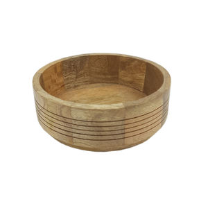 Assiette en bois de forme ronde en bois naturel couleur marron assiette de service pour la maison et les hôtels plats et assiettes - Product Image 1