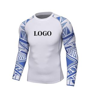Vente en gros de vêtements de protection solaire chemise de compression Rash Guard sublimé manches longues personnalisé Surf BJJ Rash Guard unisexe OEM - Product Image 1