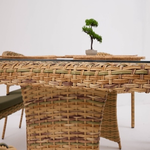 Haute Qualité Design Moderne En Plein Air Rotin Table À Manger Ensemble pour Salon Hôtel École Parc Appartement-Usine En Gros - Product Image 2