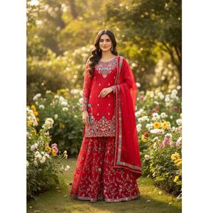 Costume Sharara très demandé, Kurta Sharara élégant avec dupatta pour femmes, disponible en gros en provenance d'Inde - Product Image 1