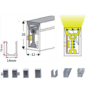 Offre Spéciale personnalisé 12*20mm silicone Tube LED bande de néon étanche vue latérale conception d'éclairage avec longueur et puissance réglables - Product Image 2