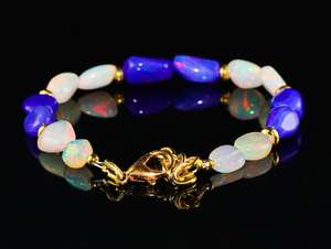 Pulsera de ópalo de fuego natural para mujer, pulsera de ópalo de fuego Vintage, pulsera de ópalo etíope AAA para ella - Product Image 2