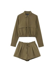 ชุดวอร์ม2025 2ชิ้นสำหรับผู้หญิงชุดกางเกงขาสั้นเสื้อครอปท็อปแบบสั่งทำ - Product Image 2