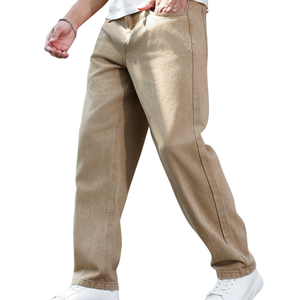 Jean en denim classique pour homme, coupe droite, en coton délavé, décontracté, coupe régulière, respirant, avec boutons, pantalon d'hiver uni, style vintage - Product Image 5