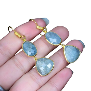 925 Sterling Silver Handmade Gemstone Sapphire Spinner Boucles d'oreilles Bijoux 925 Stamped Silver Best Quality Designer Boucles d'oreilles - Product Image 1