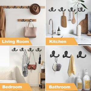 Optimized Product Name Heavy-Duty Double Prong Metal Coat <b>Hook</b> Wall-Mounted for Living Room Bathroom <b>Kitchen</b> Clothing Hanging - Product Image 6