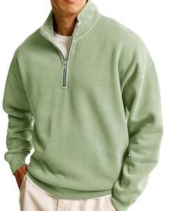 <b>Men's</b> Casual Long Sleeve Quarter <b>Zip</b> Fleece Pullover Athletic Outerwear Hooded <b>Half</b> Zipper Yarn Dyed Digital Spring Custom - Product Image 3