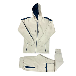 Ensemble de survêtement zippé à manches rayées de qualité supérieure Veste décontractée et joggers Ensemble 2 pièces pour homme - Product Image 4