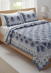 Drap de lit King Size en coton 100% premium 93x108 Tissu non tissé doux résistant aux plis absorbant l'humidité Rayures ethniques Bloc - Product Image 2