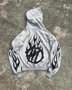 Men's Vintage Oversized Multi Color 100% Organic Cotton Acid Washed <b>Zip</b> <b>Up</b> Screen Printing Anti-Wrinkle Knitted Fabric <b>Hoodie</b> - Product Image 4