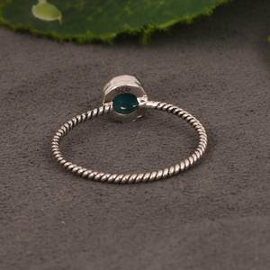 Bague de mariage de luxe en argent sterling torsadé avec turquoise Kingman faite à la main, style bohème hippie, pour femme, cadeau artisanal du sud-ouest - Product Image 2