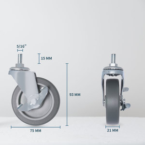 Bloqueo lateral de rueda giratoria de PP de 3 pulgadas con vástago de 5/16 "para estanterías o muebles - Product Image 2