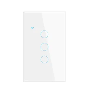 Best Price Tuya Smart Home Light Wall Touch Switch 118*72*35MM 3 Gang Wifi Light switch US Standard PST-TY-U3