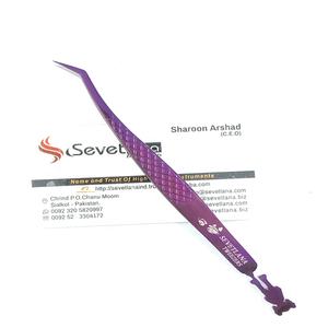 Pinzas de extensión de pestañas con punta de fibra púrpura Logotipo personalizado Empaquetado Tipo puntiagudo Hecho a pedido - Product Image 2