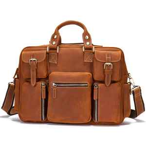 High Quality Custom Logo Micro Leather Briefcase <b>Laptop</b> <b>Bag</b> Waterproof Crossbody Business Messenger with Zipper Closure Reusable - Product Image 1