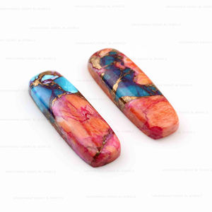 Venta al por mayor a granel naranja Natural Dalia cobre cuarzo 10x30mm largo cojín parte posterior plana calibrado cabujón joyería de piedras preciosas sueltas - Product Image 1