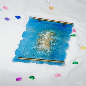 Modern Epoxy Resin Reusable Sustainable Single Serving Tray for Tabletop Coffee <b>Table</b> Vanity Organization Decorative Living Room - Product Image 5