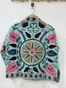 Veste en laine réversible en coton écologique brodée style bohème, manches longues, col rond, motif Suzani, vêtements d'extérieur pour femmes, style hiver - Product Image 3