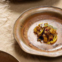 Assiette en porcelaine réactive pour restaurant, créative, marron, irrégulière, en céramique, pour plat principal, vaisselle de table pour la restauration et l'hôtellerie