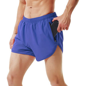 Short de course pour homme adulte Couleur bleue Élastique Déchets Sports Plage Short de course d'entraînement physique pour homme avec taille personnalisée - Product Image 1