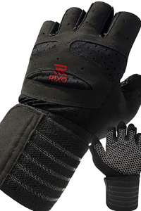 Rixo Enterprises Leather Lace-Up Weight <b>Lifting</b> <b>Gloves</b> Half Finger Lightweight Breathable for Gym & Outdoor Fitness Training - Product Image 4