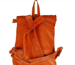 กระเป๋าเป้สะพายหลังสไตล์โบฮีเมียนวินเทจทำมือจากโมร็อกโก กระเป๋าสะพายไหล่หนังแท้สำหรับผู้หญิง ดีไซน์เก๋ไก๋ ล็อคแบบร็อค แฟชั่นโบฮีเมียน - Product Image 3