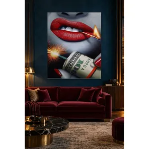 Impression sur toile Fida Red Lips avec Match and Dynamite Dollar - Product Image 4