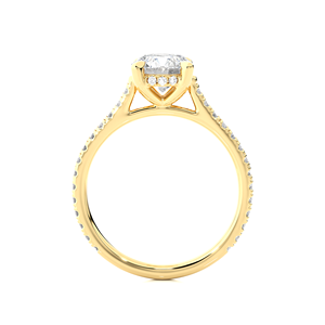Bague de fiançailles ronde en or 18 carats avec diamants de laboratoire taillés en brillant, halo caché avec ascensions latérales de grossistes - Product Image 5