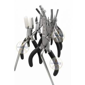 Juego de 8 Alicates de Acero Inoxidable para Joyería, con Soporte, Empuñaduras Negras, Mordazas Rectangulares de Nailon, Alicates para Envolver, Cortador de Alambre, Kit de Herramientas - Product Image 6