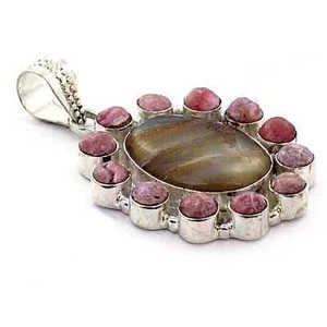 Pendentif en argent 925 avec pierre précieuse pour femmes, bijoux fantaisie, motif goutte d'eau en or rose, plaqué rhodium, charme en or, matériau principal - Product Image 2