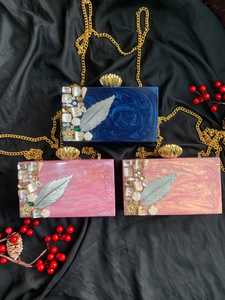 กระเป๋าคลัทช์ใส่มือแฟชั่นสำหรับผู้หญิงกระเป๋าคลัทช์ลายหินอ่อนเรซินสำหรับงานปาร์ตี้ - Product Image 3