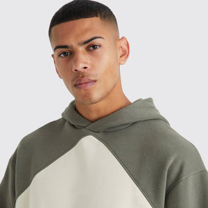 OEM New Winter Thick <b>Hoodie</b> <b>Men</b> <b>Grey</b> Color Block Sweater Zipper Gym Stonewashed Polyester/Cotton 3D Embroidery <b>Plain</b> Dyed - Product Image 3