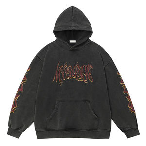 2024 nueva Sudadera con capucha lavada con ácido Vintage informal para hombre 100% algodón desgastado liso teñido hecho en Sialkot Pakistán OEM para invierno - Product Image 4