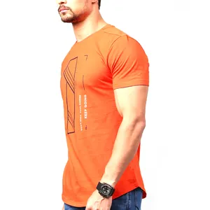 남자 오렌지 프린트 티셔츠 남성용 캐주얼웨어 티셔츠 여름웨어 계획 염색 티셔츠 소년