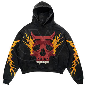 เสื้อสเวตเตอร์แบบสวมศีรษะของผู้ชายเสื้อมีฮู้ดไซส์ใหญ่พิเศษซักกรดเสื้อแบบวินเทจสำหรับผู้ชายผ้าคอตตอน100% แนวสตรีทแวร์ - Product Image 2