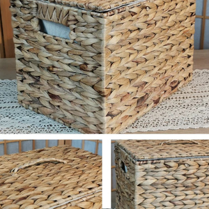 Cesta de almacenamiento tejida con jacinto de agua natural hecha a mano, tamaño personalizado para lavandería, venta al por mayor barata - Product Image 6