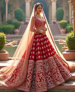 Chemisier de mariée traditionnel indien et pakistanais, Lehenga et Dupatta avec motif 2025 avec broderie élégante pour cérémonie - Product Image 1