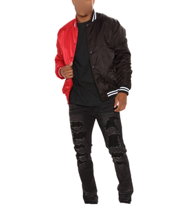 Moda Dropshipping satén Varsity chaqueta OEM personalizado bordado bombardero estilo de béisbol para hombres y mujeres ropa Unisex - Product Image 5