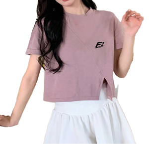 T-shirt en coton pour femme, col rond, uni, doux, respirant, manches courtes, décontracté, tendance, personnalisable avec logo, vente en gros, chemise pour femme - Product Image 2